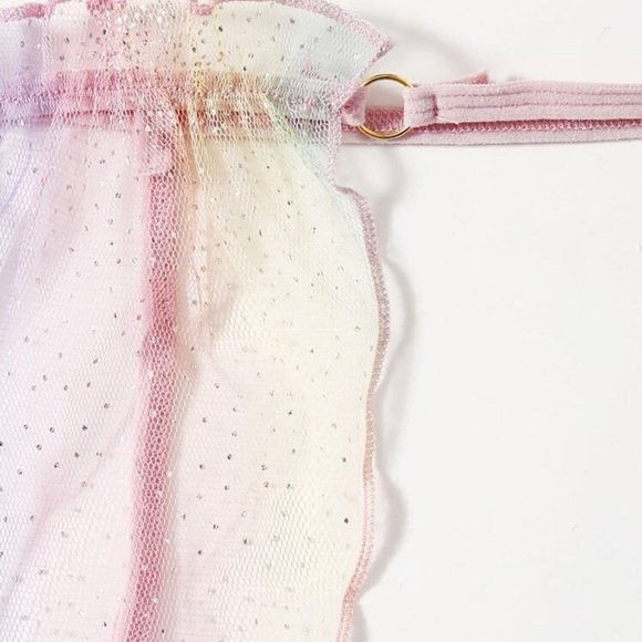 SEXY Ombre Sheer Mesh Lettuce Trim Lingerie Set *NEW* - Picture 3 of 5